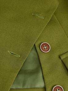 Aveloria Modichic 两件套女士通勤约会绿色前扣肩上衣和裤子套装 - 橄欖綠 - 查看 7