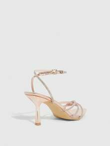 CUCCOO SZL Women's Pointed Toe Rhinestone Buckle Design Elegant High Heel Sandals - Rose Gold - View 8