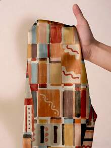 Zivah 春夏新款生日派对返校学生日常街头百搭休闲度假单肩扭结印花上衣搭配直筒宽松裤，荷叶边设计，带真口袋夏季女式两件套印花套装女式两件套夏季嘉年华服装 - 彩色 - 查看 5