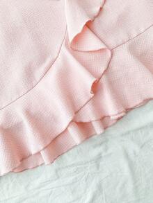 SHEIN 少女连衣裙，纯色梭织泡泡褶双层裙摆，休闲吊带法式仙女裙，优雅蛋糕裙，适合日常休闲穿着、上学、度假、派对、生日、情人节、婚礼季、公主裙、儿童情人节 - 粉色 - 查看 6