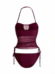 Swim Vcay Women Tankinis - Burgundy - View 2