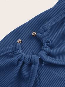 SHEIN PETITE Top deportivo con espalda descubierta, hebilla metálica y diseño calado - Azul - Ver 8