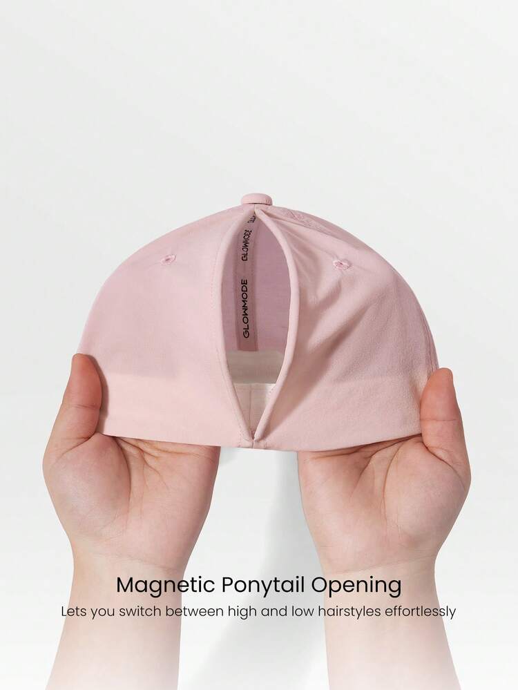 GLOWMODE Everyday Pony Water-Resistant Magnetic Ponytail Baseball Hat Gym Studio Hike Outdoors Daily Casual Wear - Pink - View 2