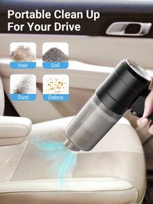 Teckwe 純色極簡風格便攜式手持汽車吸塵器，適用於日常使用 - 黑色 - 查看 2