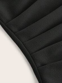 SHEIN Essnce 女士休闲纯色露肩不对称下摆抹胸，夏季 - 黑色 - 查看 3