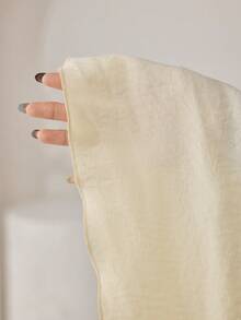 2件套女士简约通勤纯色纽扣衬衫和裤子套装，秋季 - 黃色 - 查看 9