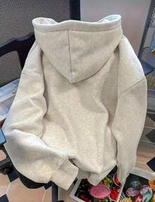 Men's Crew Neck Hoodie With Blue Star Print, Kangaroo Pocket And Drawstring, Long Sleeve, Loose And Casual, Ideal Gift For Autumn And Winter As Men's Clothing - 灰色 - 查看 2