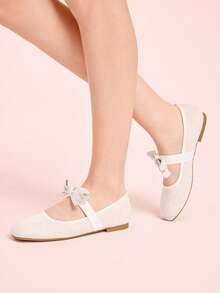CUCCOO DOLLMOD Women's Apricot Suede Bow Mary Jane Shoes, Sweet And Gentle Elegant, Versatile For Commuting And Daily Wear Valentine's Day - Apricot - View 3