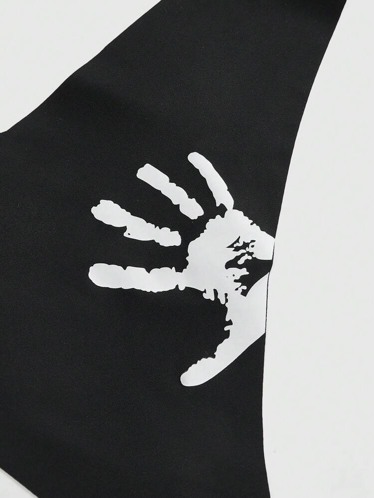 ROMWE Dark Gothic Seamless Printed Small Hand Women's Thong Panties - Black - View 4