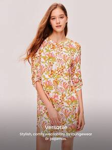 LUVLETTE Đầm ngủ dài tay cài cúc đơn giản bằng cotton mềm mại dành cho nữ, thích hợp mặc nhà hoặc đi chơi. - màu xanh lá - Xem 8