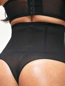 SHAPORA 1件女士黑色透明塑身裤 - 黑色 - 查看 3