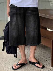 DAZY Men's Black Washed Denim Shorts With Belt, Summer - Black - View 1