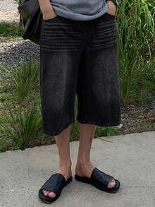 DAZY Men's Black Washed Denim Shorts With Belt, Summer - Black - View 6