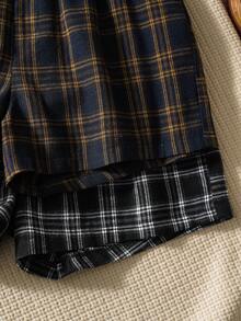 2pcs Men's Plaid Elastic Waist Casual Loose Fit Airy Pants, Summer - Multicolor - View 5