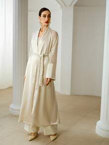 MOTF FRENCH ELEGANT LUXURY CONTRAST LACE CASUAL VACATION JACKET - Cream - View 1