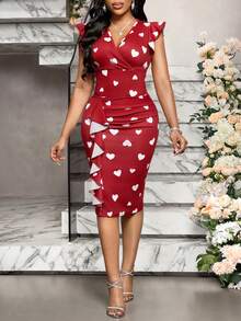 SHEIN Lady Women Short Dresses - Burgundy - View 4