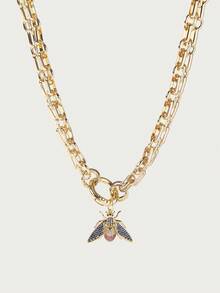 Glisma Exquisite Bling Cubic Zirconia Heart Chic Necklace Pendant Freshwater Faux Pearl Chunky Chain Luxury Jewelry Delicate Gift 2024 Valentines - Turquoise Pearl - View 1