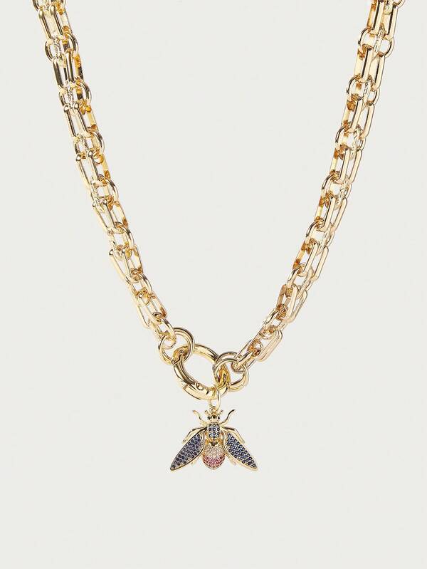 Glisma Exquisite Bling Cubic Zirconia Heart Chic Necklace Pendant Freshwater Faux Pearl Chunky Chain Luxury Jewelry Delicate Gift 2024 Valentines