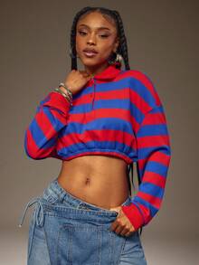 Denimoi Áo polo tay dài dáng ngắn, cổ bẻ, kẻ sọc, kiểu dáng thời trang. - Nhiều màu - Xem 4