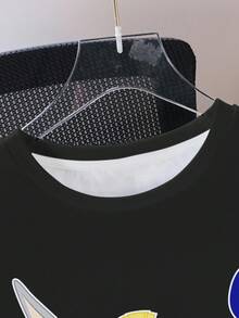 LOONEY TUNES X SHEIN Men's Letter & Cartoon Graphic Round Neck Short Sleeve T-Shirt - White - View 3