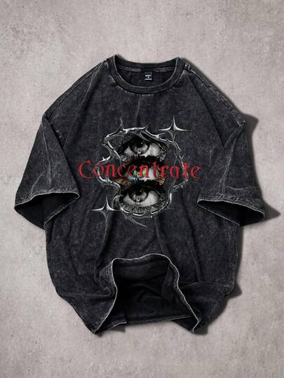 GENIUS ODE Camiseta de manga corta de cuello redondo holgada y casual de hombros caídos para hombre, verano