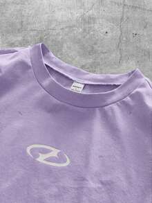 AXEPEAK Kaos Rajut Kasual Pria Lengan Pendek Longgar Motif Patchwork - Mauve Purple - View 3