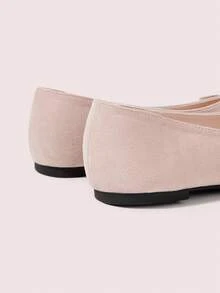 CUCCOO DOLLMOD French Round Toe Soft Sole Hollow Ballet Shoes Women's Fashion Women Wear One Pedal Comfortable Soft Sole Low Vamp Velvet Versatile Flat Sole Shoes Valentine's Day - Dusty Pink - View 9