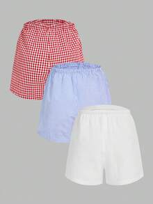 Modmama 3pcs Maternity Casual Solid & Printed Shorts - Multicolor - View 2