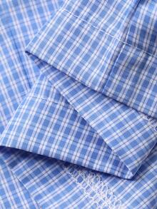 DAZY 格子荷叶边灯笼袖宽松女士睡衣套装 - 藍色 - 查看 7