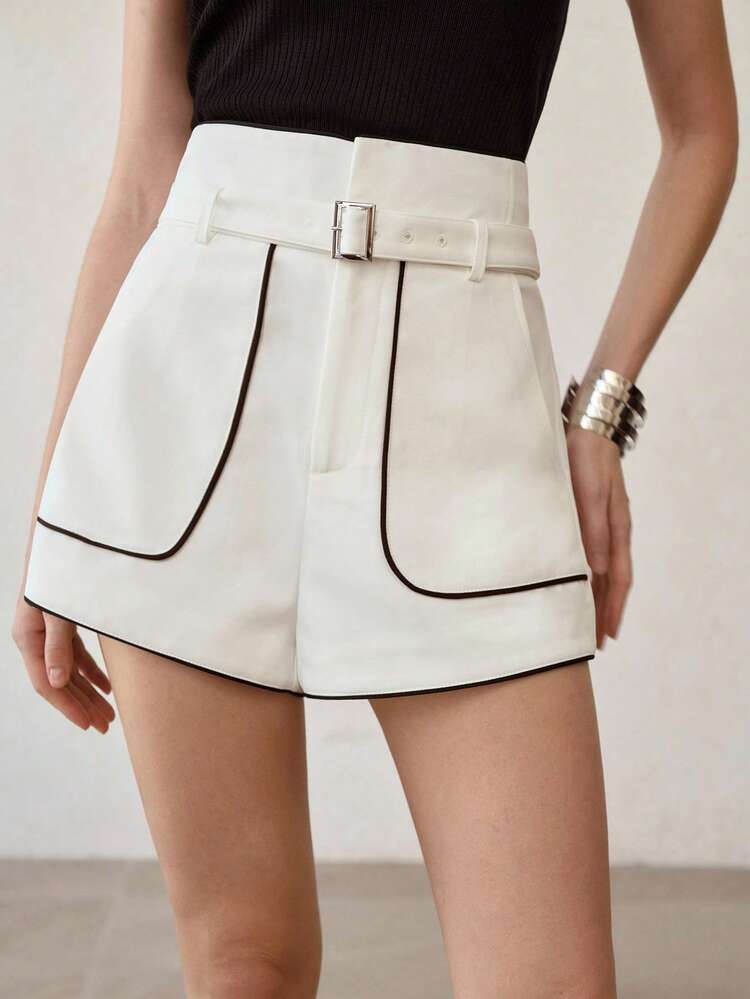 WOMEN'S CONTRAST PIPING SHORTS, SPRING/SUMMER