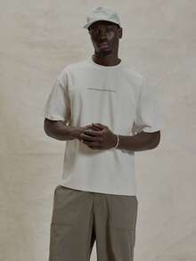 Musero Where The Grass Really Is Greener Slogan Short Sleeve Graphic Print Top Crew Neck Dropped Shoulder Tshirt Spring Summer Essentials - Apricot - View 2