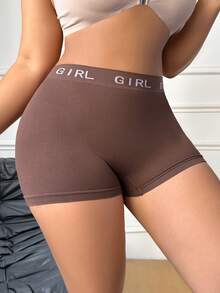 1件装 女士加大码无缝简约纯色时尚舒适高性价比高品质安全短裤 - 咖啡棕 - 查看 5