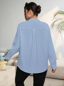 EMERY ROSE Plus Size Blouses - Baby Blue - View 2