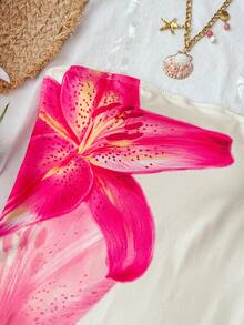 SHEIN Teen Girl Floral Print Casual Tube Dress - White - View 6