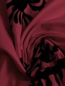 GlowEve 女式夏季梭织无袖圆领露背系带花卉印花拼布荷叶边下摆短款连衣裙，随机印花 - 彩色 - 查看 4