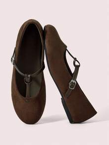 CUCCOO DOLLMOD French Mary Jane Shoes Women's Fashion Outer Wear Leopard Print T-Band Hollow Gentle Retro Shallow Mouth One Pedal Ballet Flat Beanie Shoes Commuter Shoes - Brown - View 2