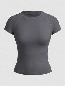 Eassivo Eassivo Women's Seamless Casual Minimalist Round Neck Short Sleeve T-Shirt - Multicolor - View 4