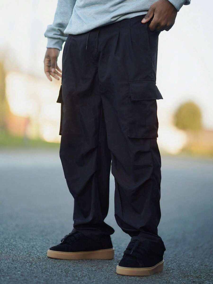 Heavens Edit Men's Casual Fashion Cargo Pants With Multiple Pockets, Workwear Trousers For Spring And Autumn - Black - View 1