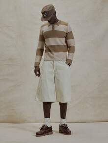 Musero Boxy Cropped Regular Fit Long Sleeve Contrast Striped Polo Knit Jumper Sweater Spring Summer Essentials - Multicolor - View 3