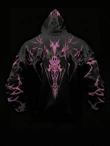 Manfinity EMRG Digital Print Hooded Sweatshirt Sweatshirt, Fashionable Long Sleeve Versatile Hoodie - Multicolor - View 1