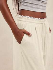 NYA SZN Pants Wide Leg Gray Trousers Matching Set Summer Lounge Pants - Apricot - View 7