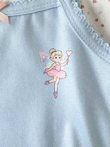 3pcs/Set Girls Cartoon Elf & Heart Print Casual Comfortable Undershirt Set - Multicolor - View 7
