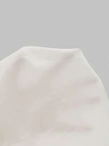 EMERY ROSE Women's Casual Daily Commute Simple Solid Color V-Neck Rolled Hem Short Sleeve White Top - White - View 6