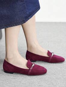 CUCCOO BIZCHIC Pantofi sport confortabili din piele de oaie, stil vintage, cu cataramă, versatili și flatanți pentru naveta - Burgundia - Vizualizare 4