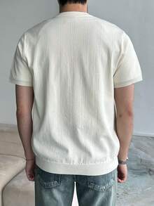 DAZY Men's Casual Solid Beige Round Neck T-Shirt, Summer - Beige - View 2