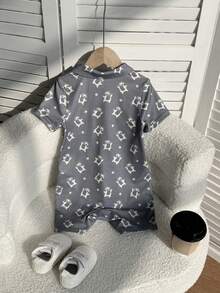 这款男婴休闲简约学院风短袖连体衣，带领，适合生日派对、晚宴、演出、婚礼、洗礼、开幕式、日常穿着、学校、郊游以及春夏季节穿着。 - 藍色 - 查看 6