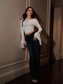 Modelyn Stylish Long Sleeve Fashionable Niche Fitted Blouse For Women - White - View 5