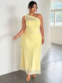 Firerie Đầm maxi ôm sát cơ thể kiểu dáng thanh lịch, lãng mạn, gợi cảm dành cho nữ cỡ lớn, thích hợp cho các bữa tiệc, kỳ nghỉ biển, đi học, hẹn hò lãng mạn, mùa cưới, sinh nhật, lễ Phục sinh, mùa xuân/hè. - Màu vàng - Xem 9