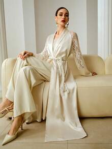 MOTF FRENCH ELEGANT LUXURY CONTRAST LACE CASUAL VACATION JACKET - Cream - View 7