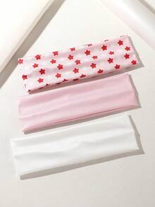 ROMWE Kawaii 3件套新款春夏甜美星粉色发带，适合女性日常生活和户外运动。 - 3pcs/set - 查看 5